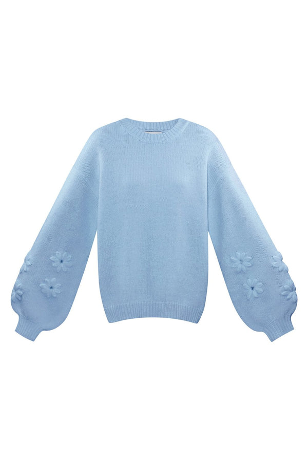 Pullover Blumenärmel in Blau