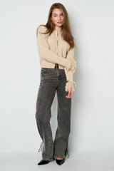 Cardigan Melli mit Fransen in Beige