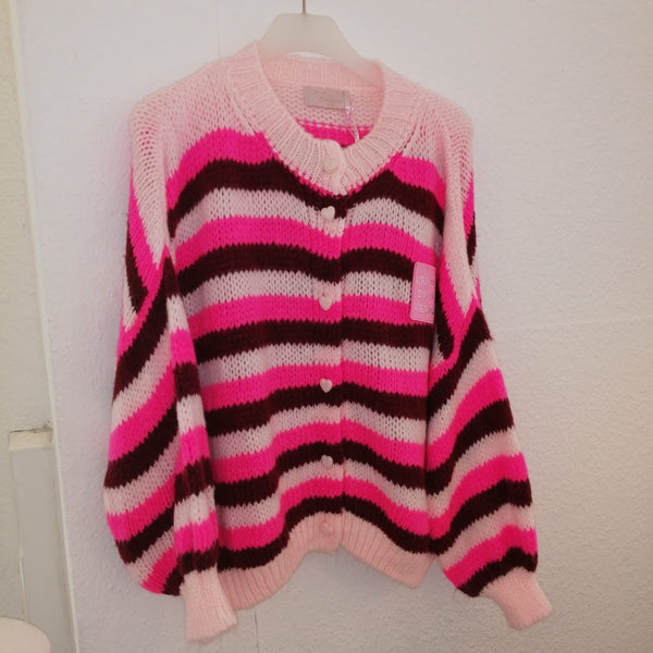 Strickjacke Selma in Burgunder gestreift