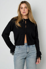 Cardigan Melli mit Fransen in Schwarz
