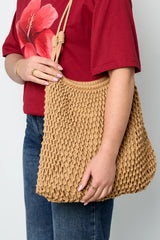 Strand Tasche Häkeloptik in beige