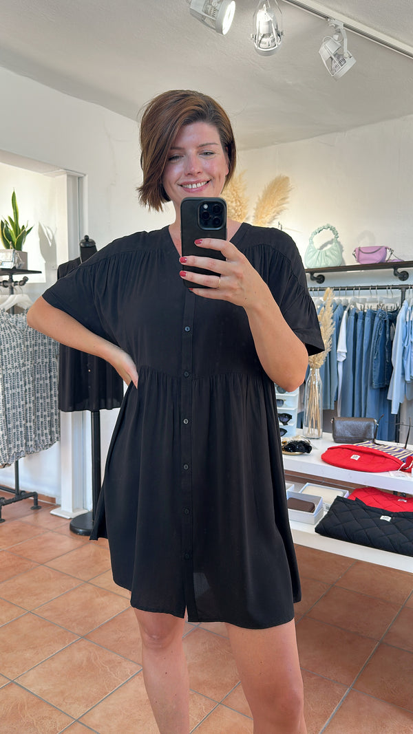 Kleid  in Schwarz Viskose LENZING™ ECOVERO™, Modell Vera