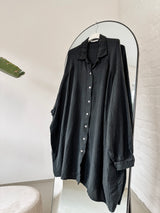 Lange Musselin Bluse Oversize in Schwarz