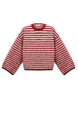 Gestreifter Strickpullover Liva in Burgunder & Rosa