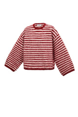 Gestreifter Strickpullover Liva in Burgunder & Rosa
