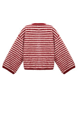 Gestreifter Strickpullover Liva in Burgunder & Rosa
