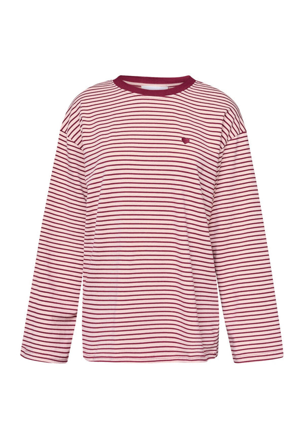Langarmshirt Vez rot/weiß gestreift