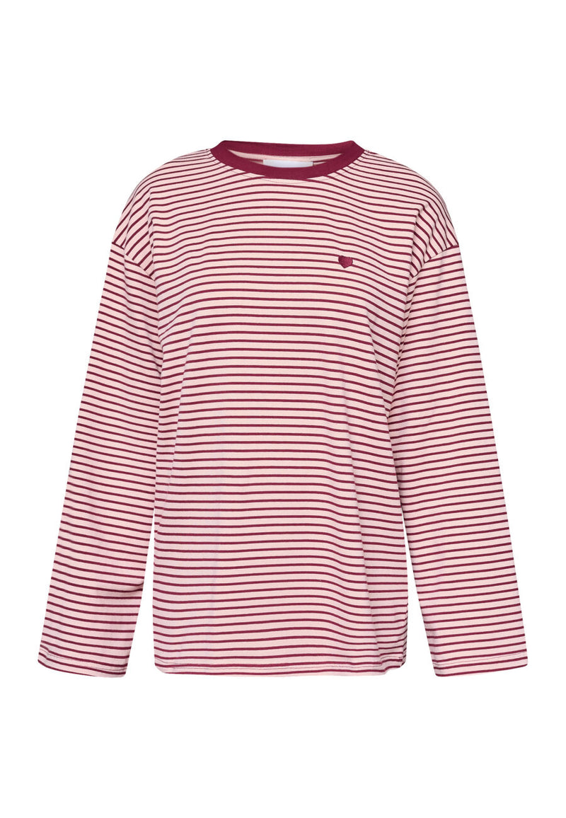 Langarmshirt Vez rot/weiß gestreift