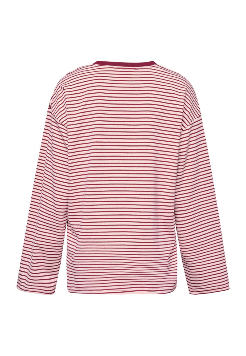 Langarmshirt Vez rot/weiß gestreift
