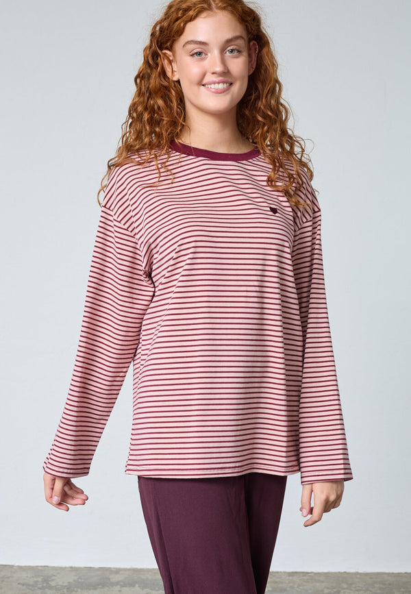 Langarmshirt Vez rot/weiß gestreift