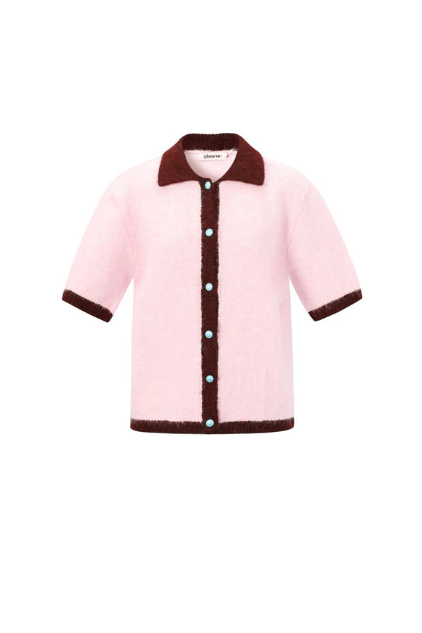 Kurzarm Strickcardigan in rosa