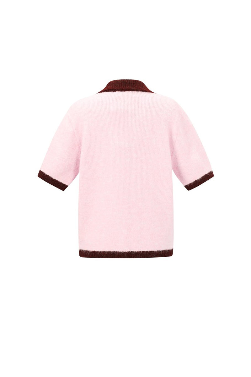 Kurzarm Strickcardigan in rosa