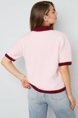 Kurzarm Strickcardigan in rosa