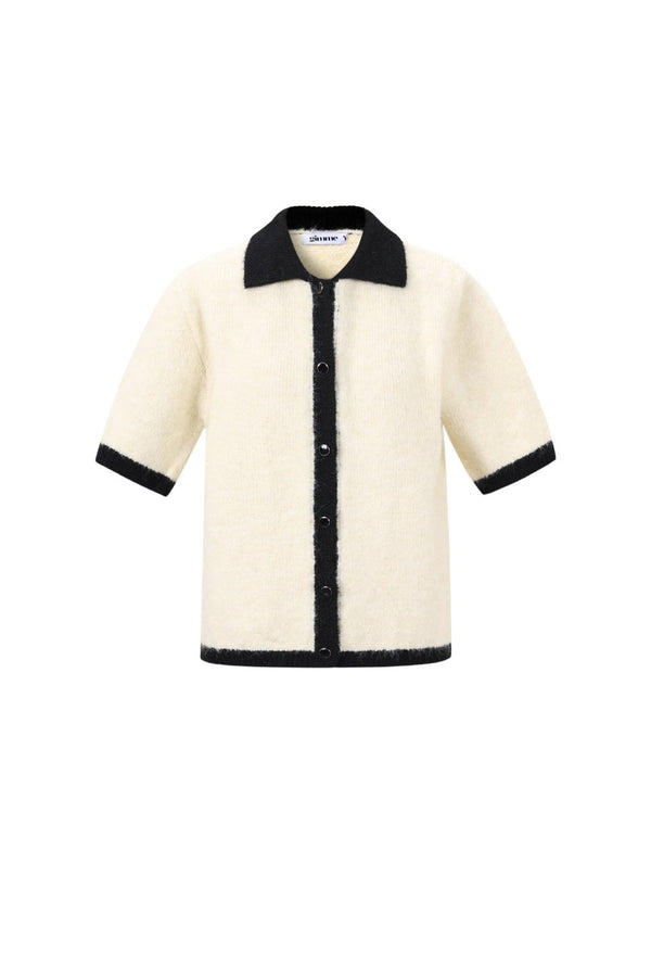 Kurzarm Strickcardigan in weiß