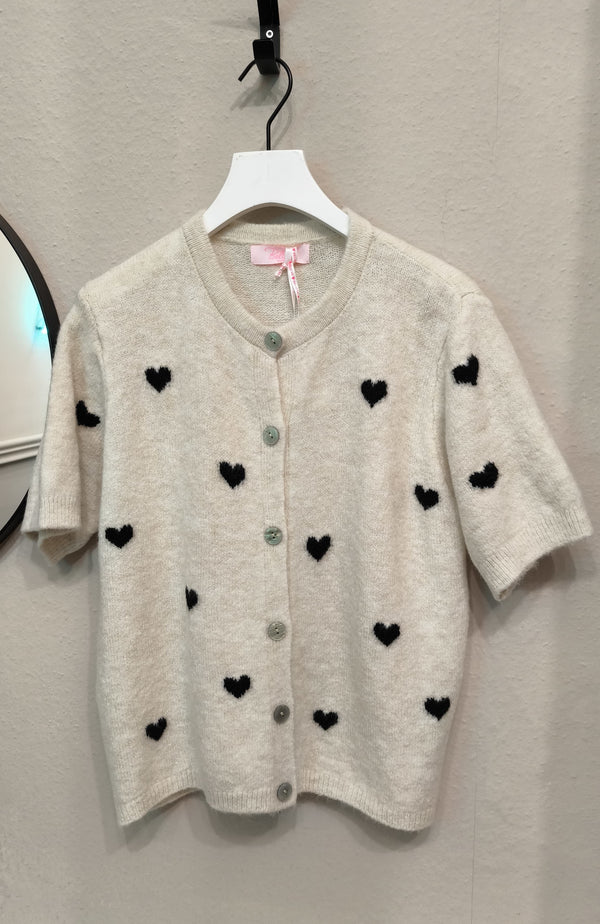 Cardigan Herzi in Beige/Schwarz