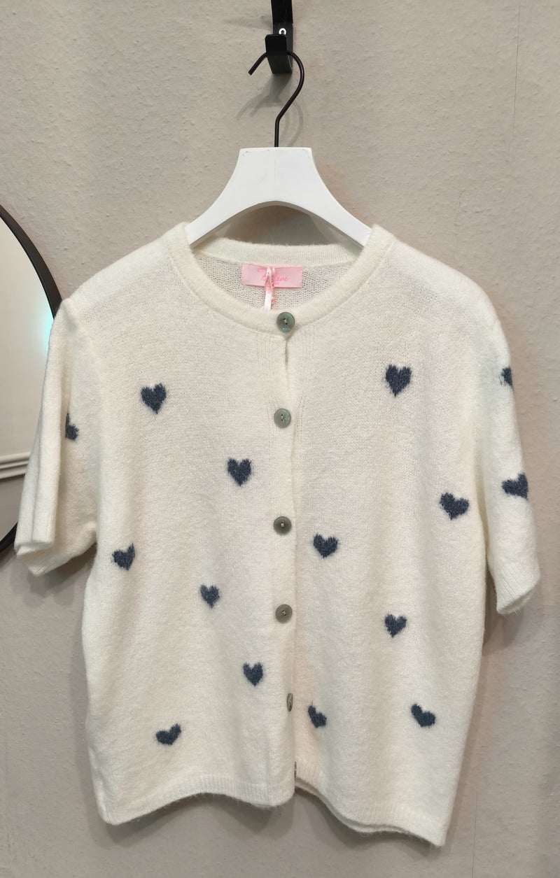 Cardigan Herzi in Weiß/Blau