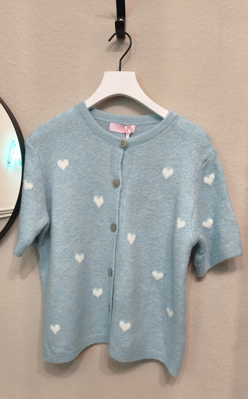 Cardigan Herzi in Blau/Weiß