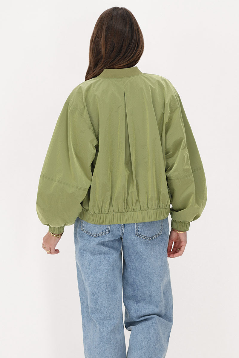 Grüne Bomberjacke aus Nylon