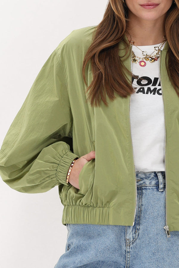 Grüne Bomberjacke aus Nylon