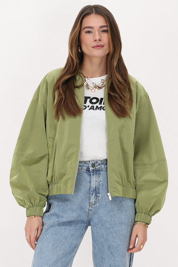 Grüne Bomberjacke aus Nylon