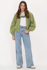 Grüne Bomberjacke aus Nylon