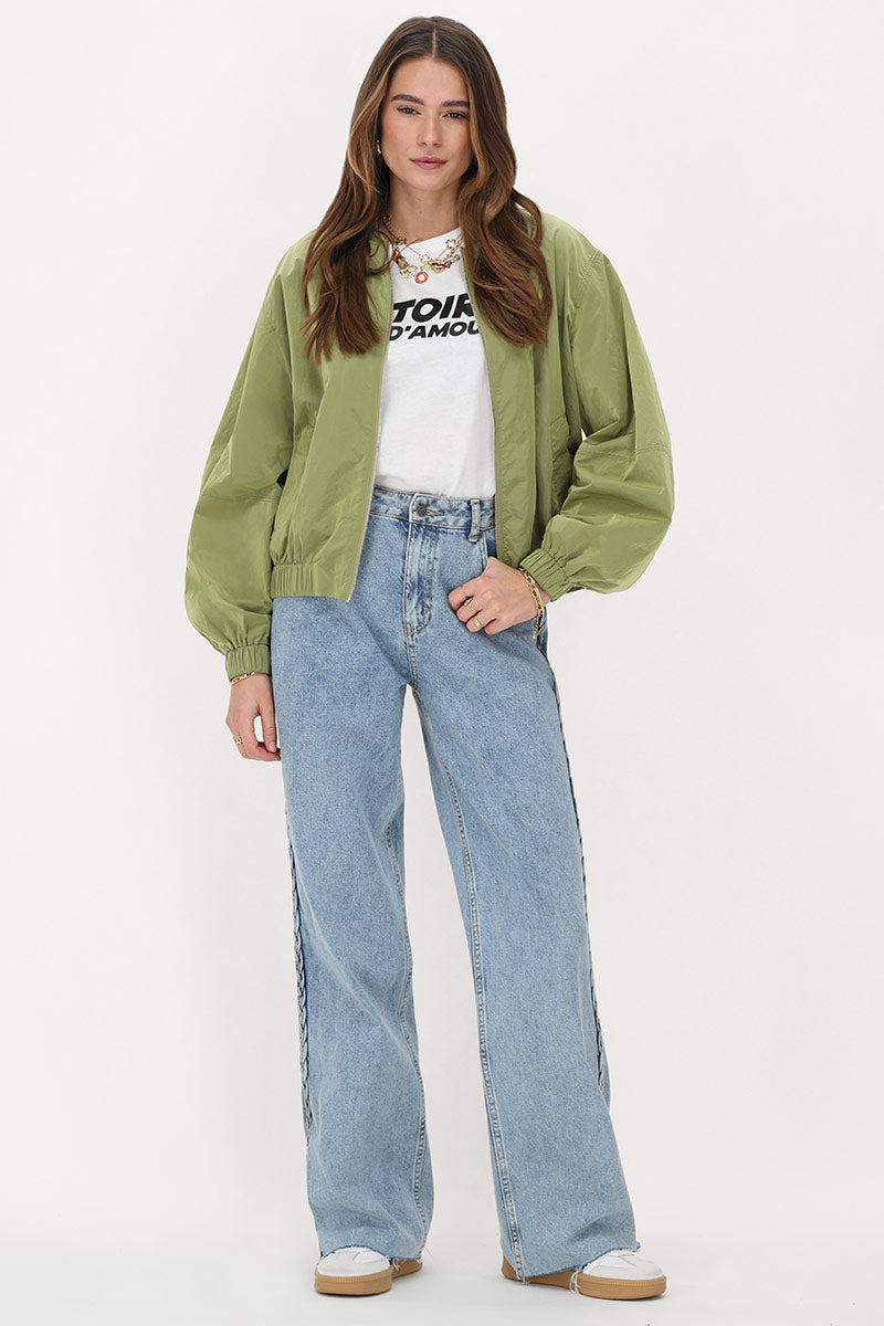 Grüne Bomberjacke aus Nylon