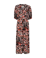 Kleid Lexey in Black w. Hot Coral