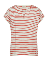 T-Shirt Viva in Tofu w. Hot Coral