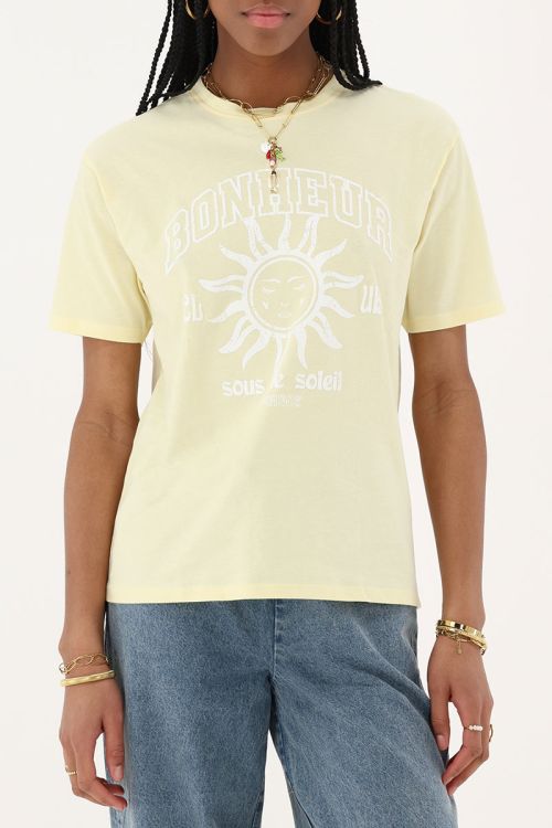 Gelbes T-Shirt Bonheur aus Baumwolle