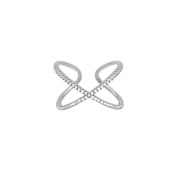 Ring Shimmer Cross mit Zirconia Stein Silber - SHILA