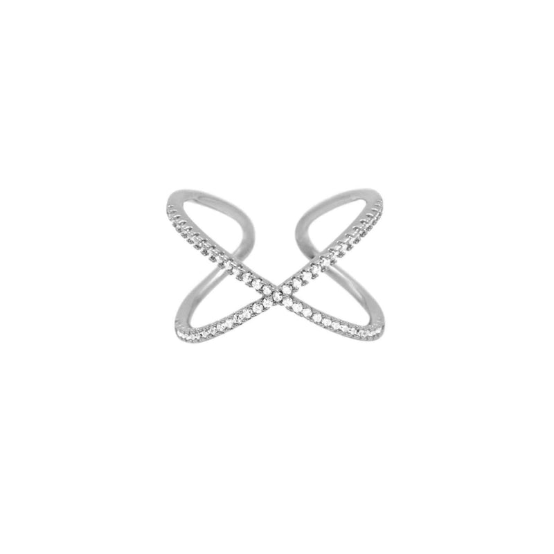 Ring Shimmer Cross mit Zirconia Stein Silber - SHILA