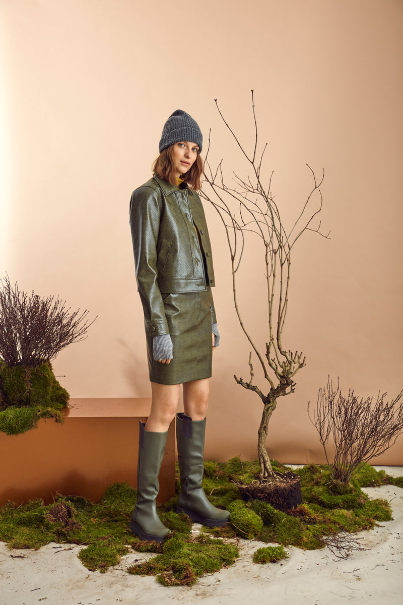 Lederjacke Eluka mit Krokoprint