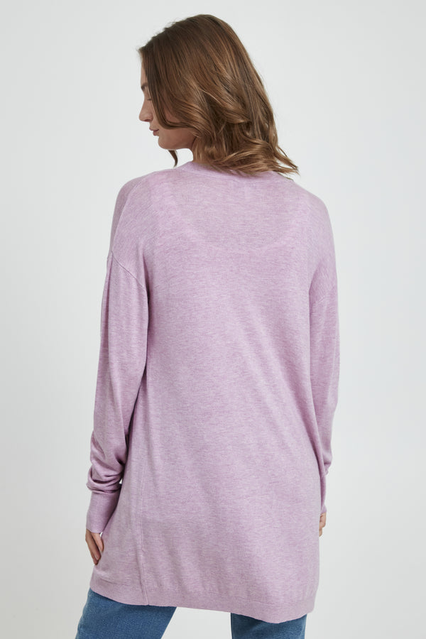 Long Cardigan Pimba in Mauve Mist Melange