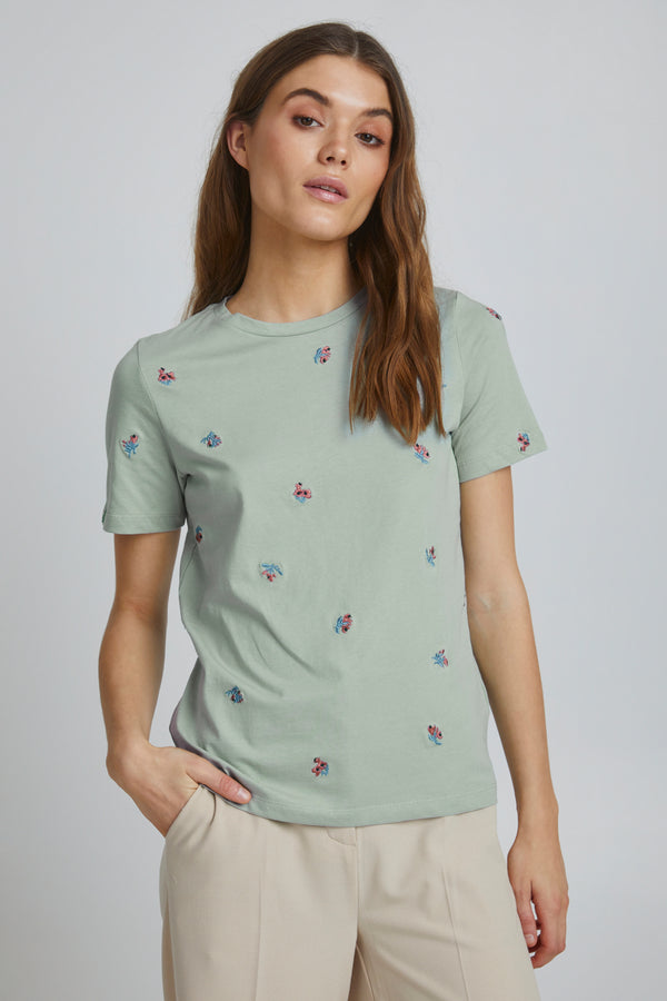 T- Shirt Teri in Aqua Grey Mix