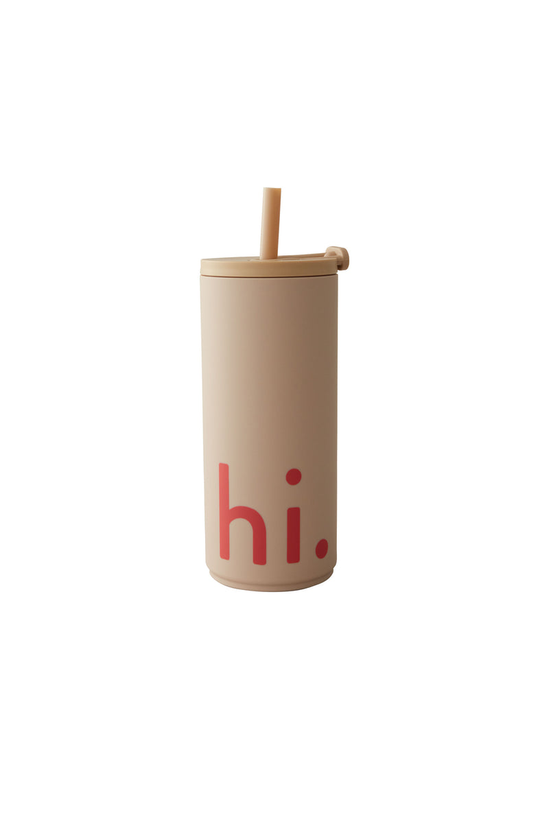 Reisebecher mit Strohhalm - Beige