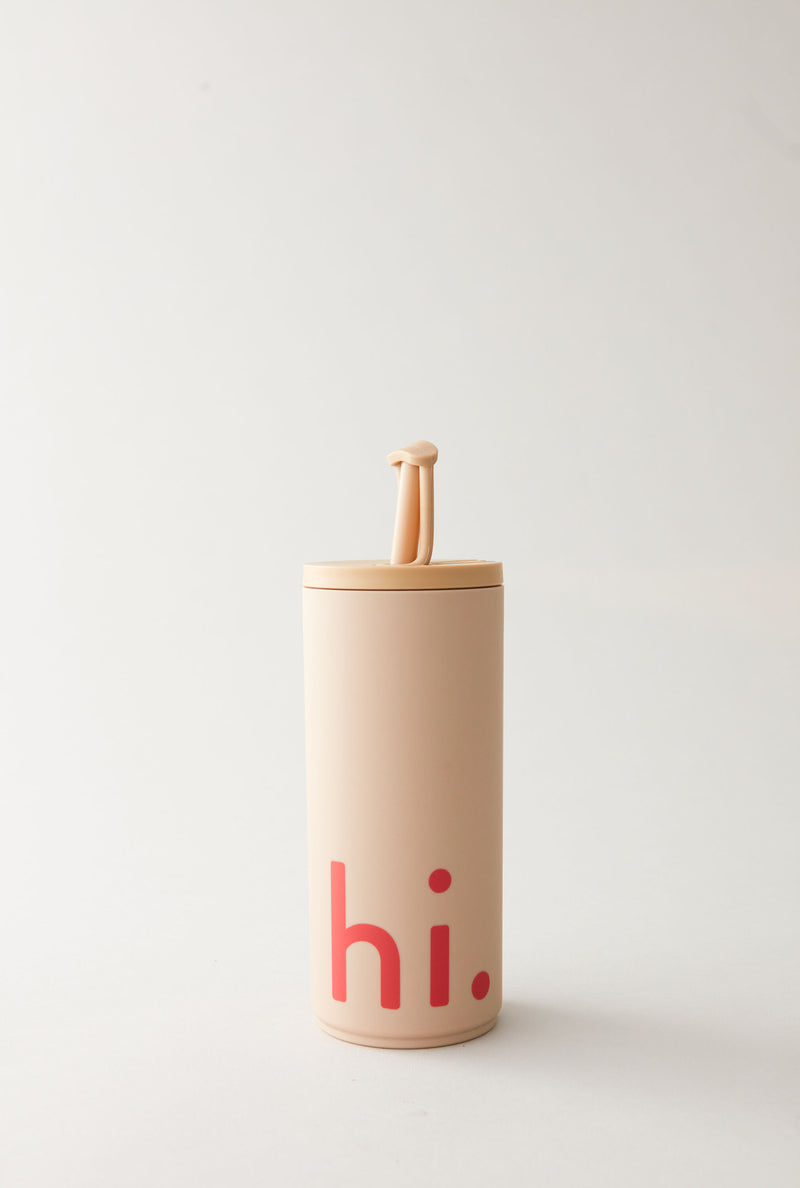 Reisebecher mit Strohhalm - Beige