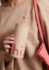 Reisebecher mit Strohhalm - Beige