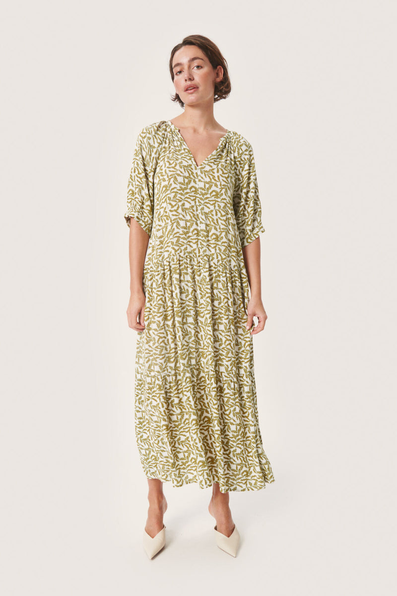 Kleid Zaya Flowy in Green Moss