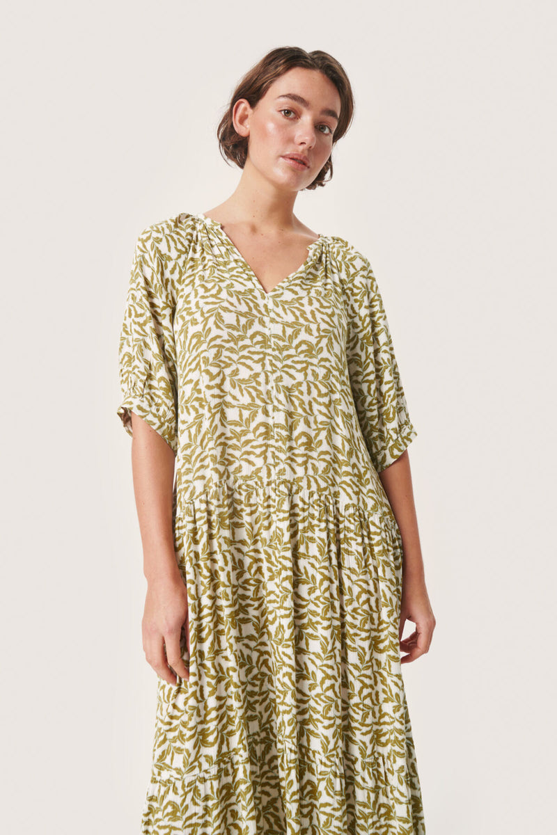 Kleid Zaya Flowy in Green Moss