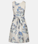 Jaquardkleid mit Blumenprint in Creme Blau