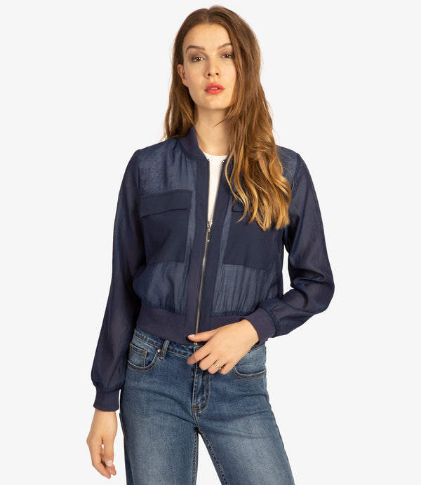 Organza Blouson in Navy