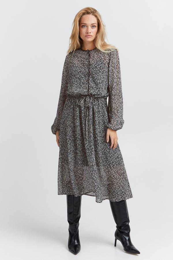 Kleid Charlie in White/Blue Flower Printed