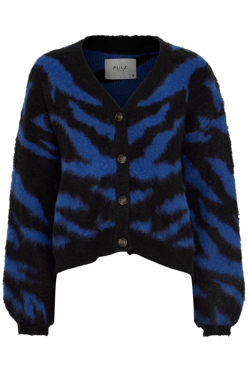 Cardigan Asta in Blue/ Black Animal