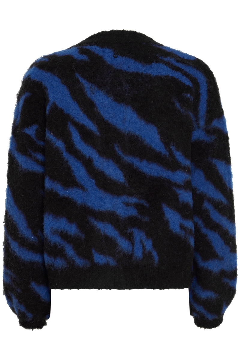 Cardigan Asta in Blue/ Black Animal