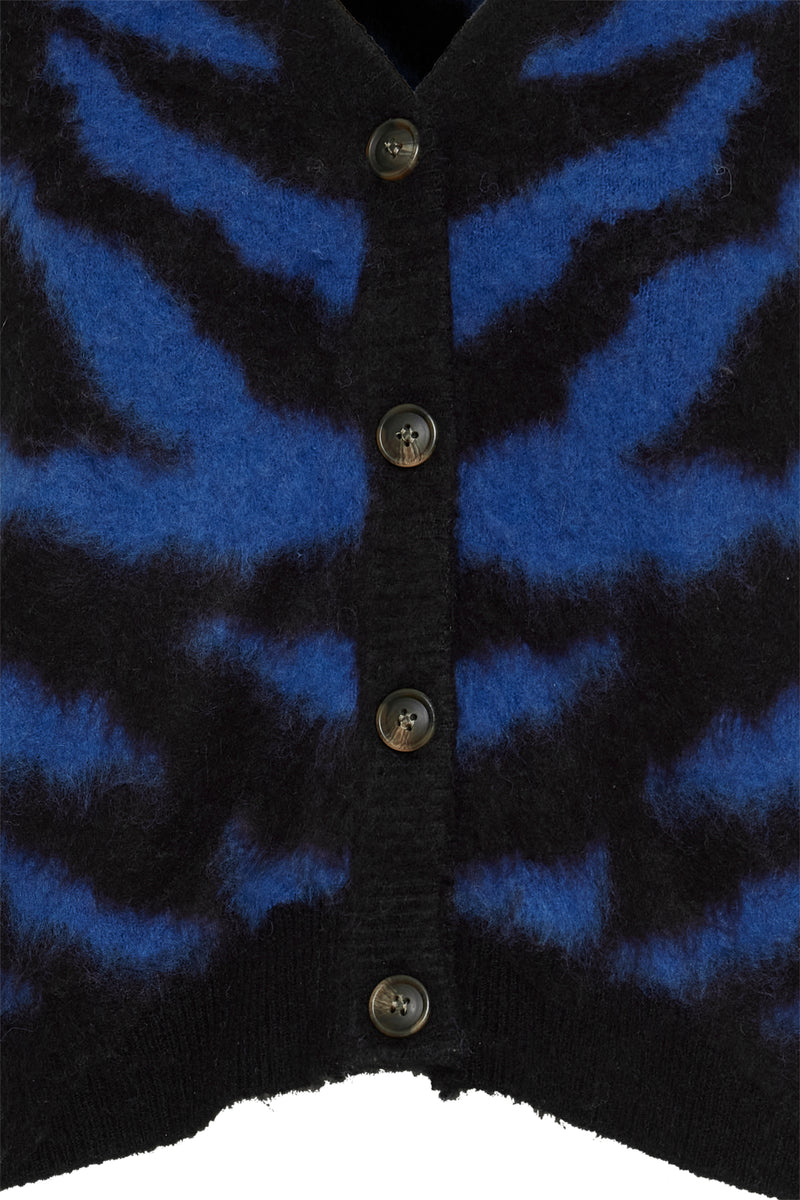 Cardigan Asta in Blue/ Black Animal