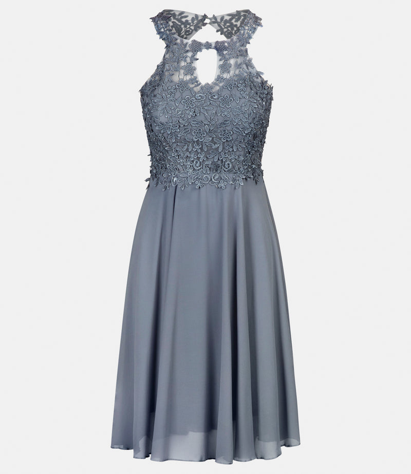Cocktailkleid mit Spitze in Rauchblau