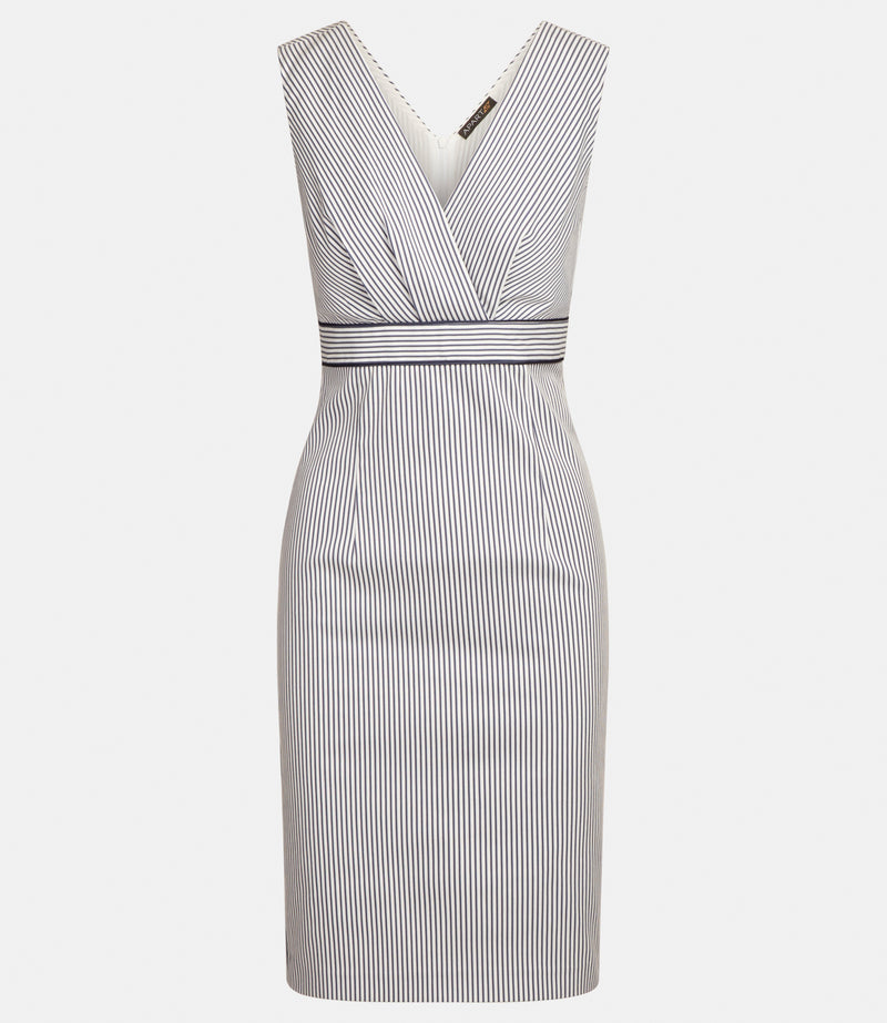 Sommerkleid mit Streifen in Navy- Creme
