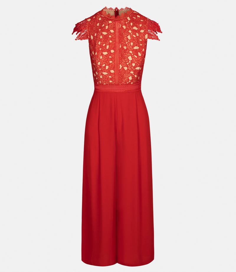 Overall mit Lochstick in Rot Nude