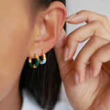 Ohrringe Lina Large in Gold/ Petrol Green