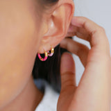 Ohrringe Lina Small in Gold/ Fuchsia Pink